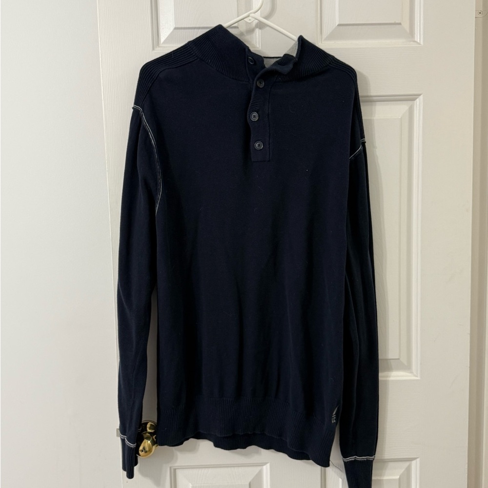 Nautica Blue Crewneck Sweater Fine Knit Pullover